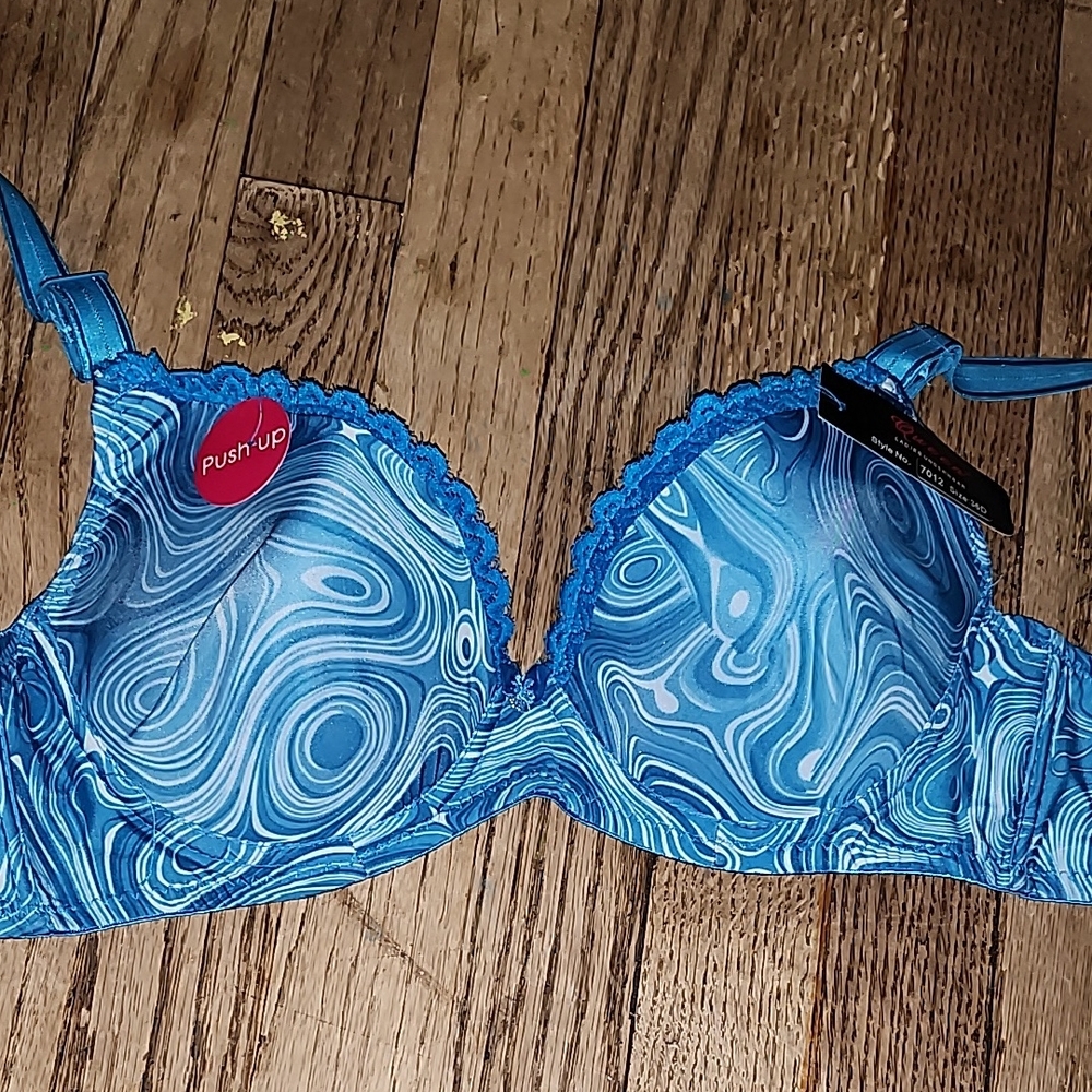 Queen Blue Marble Push-Up Bra